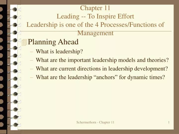 chapter 11 leading to inspire effort leadership is one of the 4 processes functions of management