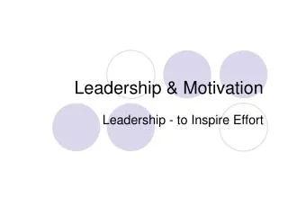 Leadership &amp; Motivation