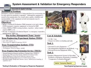System Assessment &amp; Validation for Emergency Responders