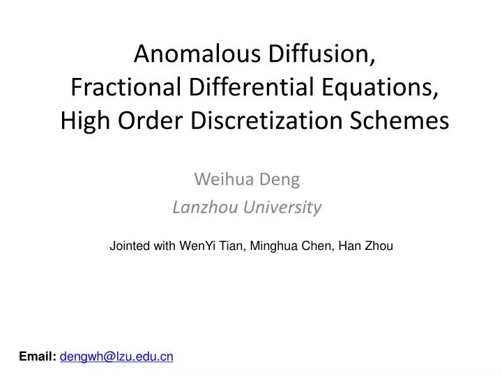 anomalous diffusion fractional differential equations high order discretization schemes