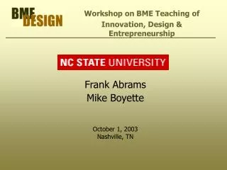 Frank Abrams Mike Boyette October 1, 2003 Nashville, TN