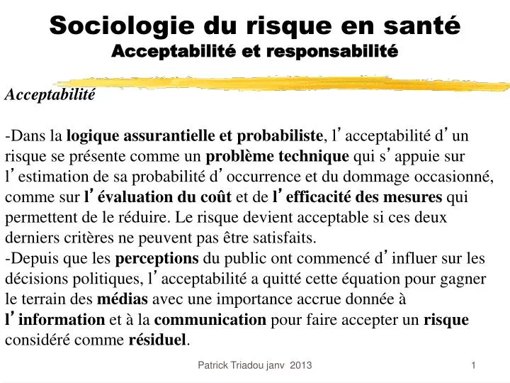 sociologie du risque en sant acceptabilit et responsabilit
