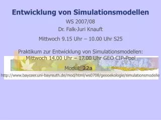 entwicklung von simulationsmodellen
