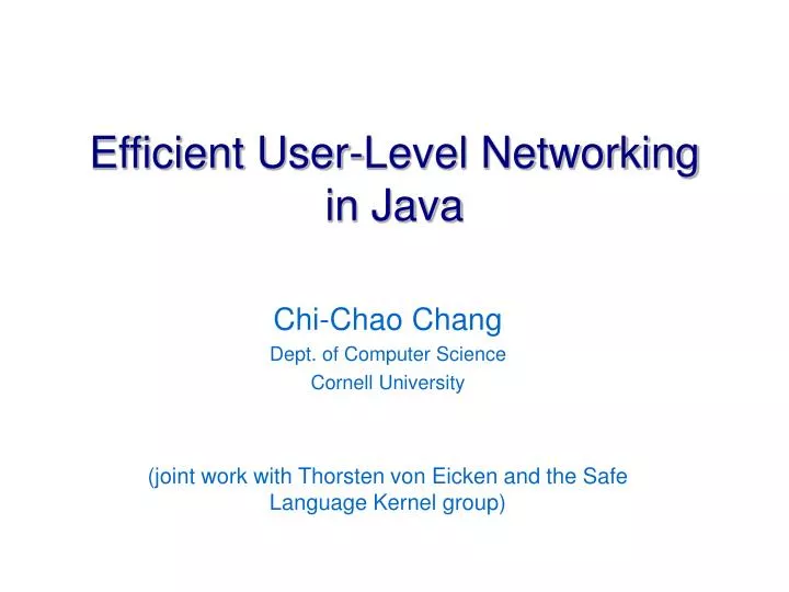 efficient user level networking in java