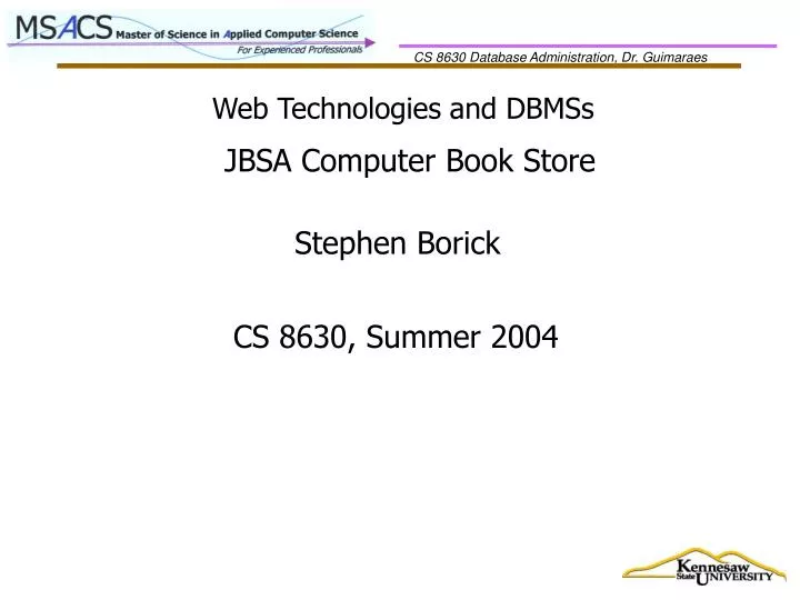 web technologies and dbmss