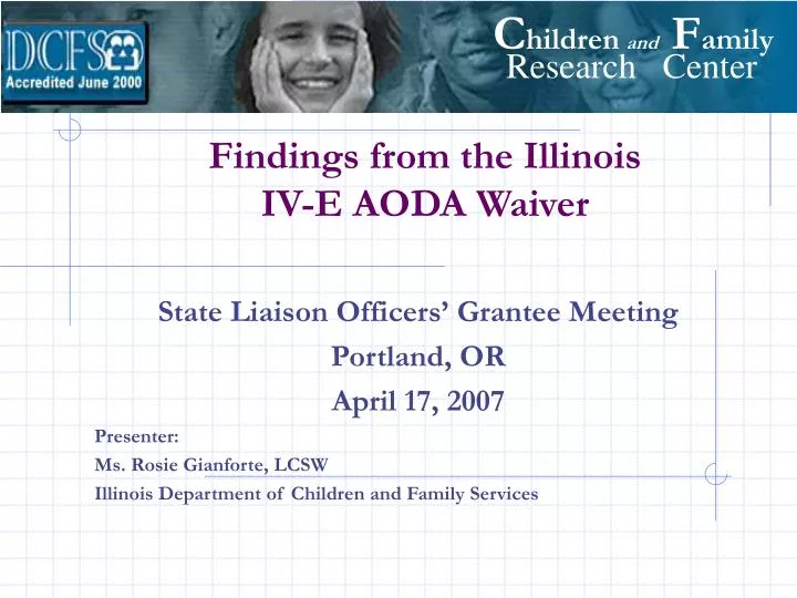 findings from the illinois iv e aoda waiver