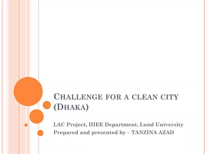challenge for a clean city dhaka