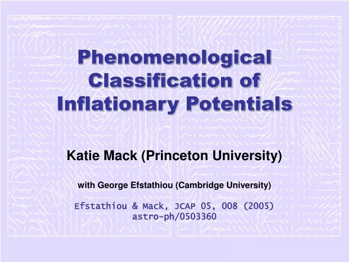 phenomenological classification of inflationary potentials