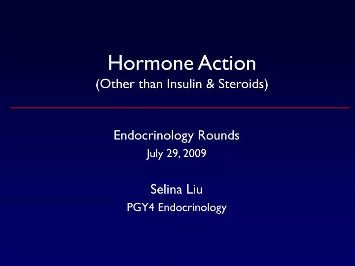hormone action other than insulin steroids
