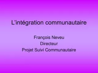 l int gration communautaire