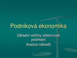 podnikov ekonomika