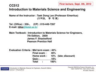 CC512 Introduction to Materials Science and Engineering