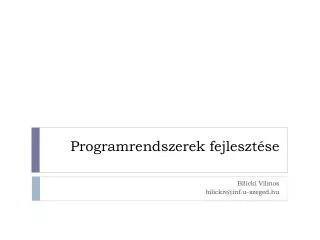 programrendszerek fejleszt se