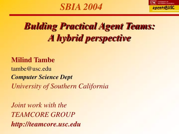bulding practical agent teams a hybrid perspective