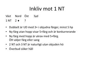 inkliv mot 1 nt