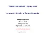 Lecture #8: Security in Sensor Networks - slide 1
