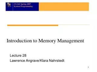 Introduction to Memory Management