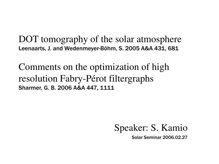 speaker s kamio solar seminar 2006 02 27