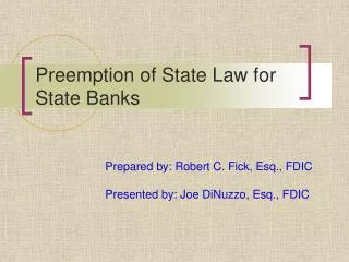 Preemption of State Law for State Banks