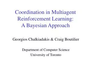 Coordination in Multiagent Reinforcement Learning: A Bayesian Approach