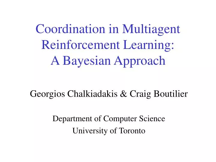 coordination in multiagent reinforcement learning a bayesian approach
