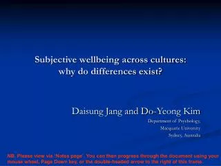 Subjective wellbeing across cultures: why do differences exist?