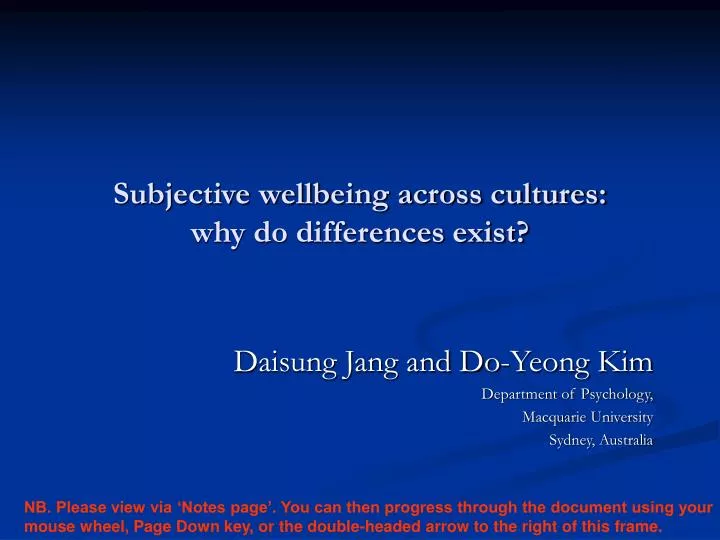 subjective wellbeing across cultures why do differences exist