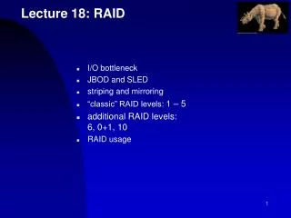 Lecture 18: RAID