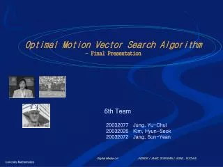 Optimal Motion Vector Search Algorithm - Final Presentation