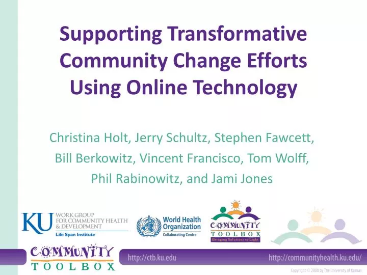supporting transformative community change efforts using online technology