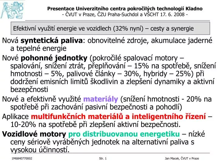 efektivn vyu it energie ve vozidlech 32 nyn cesty a synergie