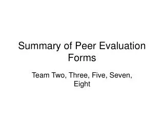 summary of peer evaluation forms