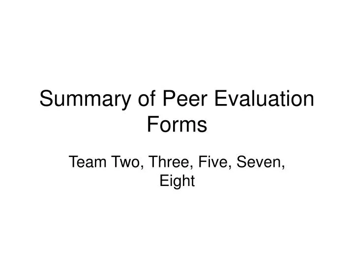 summary of peer evaluation forms
