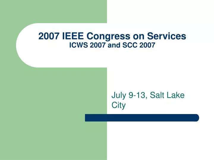 2007 ieee congress on services icws 2007 and scc 2007