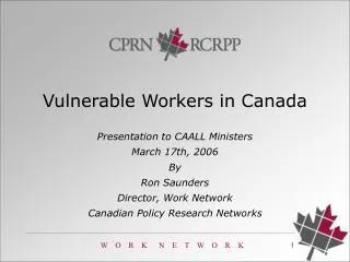 Vul nerable Workers in Canada