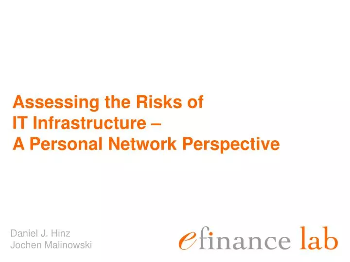 assessing the risks of it infrastructure a personal network perspective