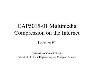 CAP5015-01 Multimedia Compression on the Internet