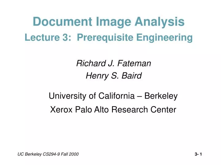 document image analysis lecture 3 prerequisite engineering