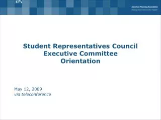 Student Representatives Council Executive Committee Orientation