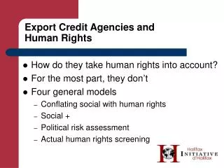 Export Credit Agencies and Human Rights