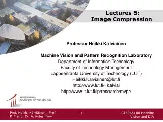 Lectures 5: Image Compression