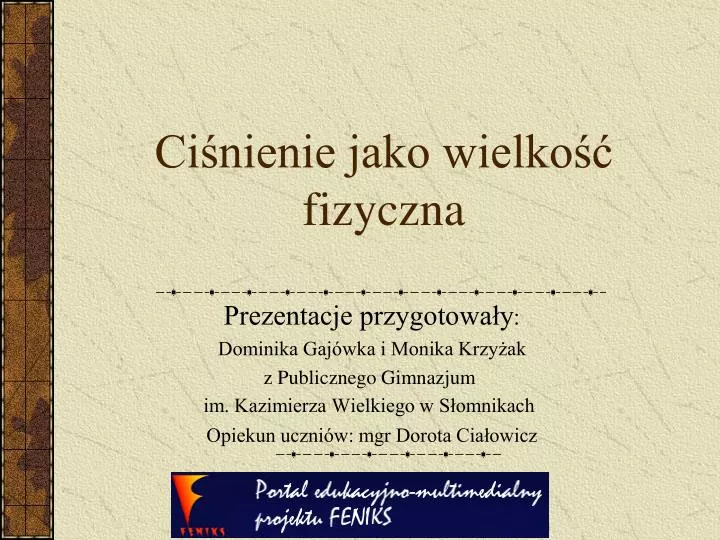 ci nienie jako wielko fizyczna