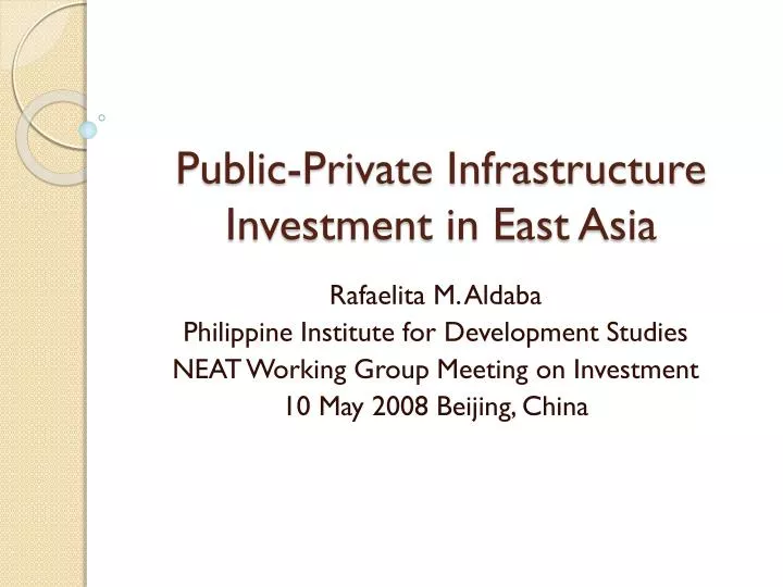 public private infrastructure investment in east asia