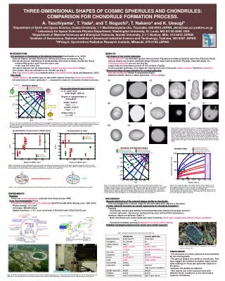 INTRODUCTION ? 3-D structures of chondrules of the Allende meteorites (Tsuchiyama et al. , 2003)