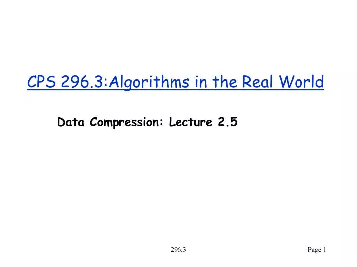 cps 296 3 algorithms in the real world