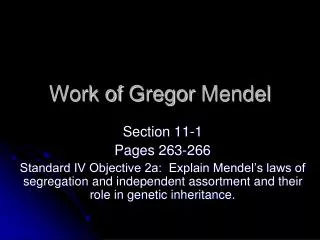 Work of Gregor Mendel