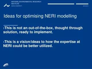 Ideas for optimising NERI modelling