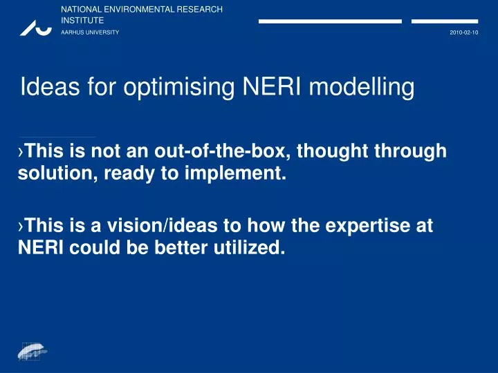 ideas for optimising neri modelling
