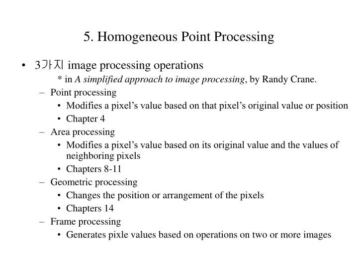5 homogeneous point processing