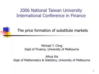 2006 National Taiwan University International Conference in Finance